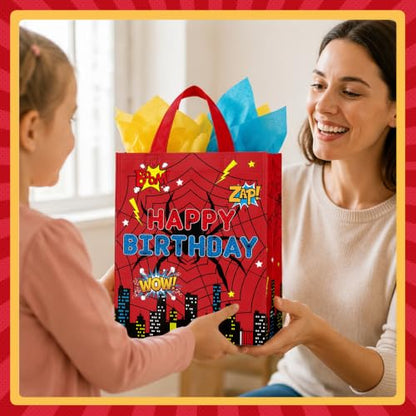 Reusable Cartoon Spider Gift Bags - 20 Pack for Birthday Party Favors