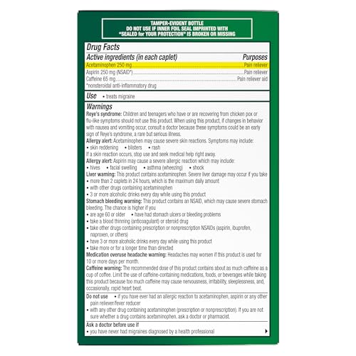 Excedrin Migraine Relief Caplets to Alleviate Migraine Symptoms - 200 Count