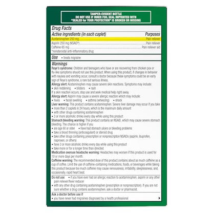 Excedrin Migraine Relief Caplets to Alleviate Migraine Symptoms - 200 Count