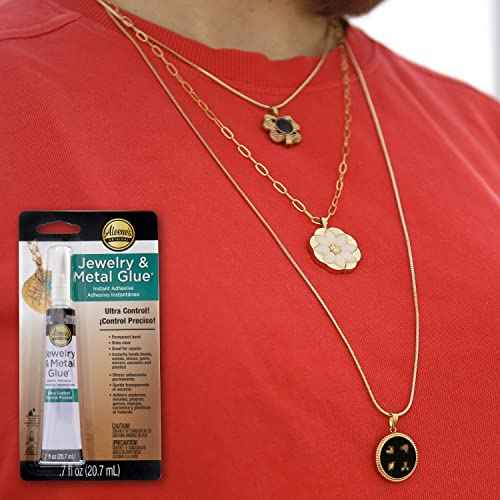 Aleene's 21709 Jewelry & Metal Glue, 0.7 oz - Instant Adhesive, Permanent Bond, Waterproof, Dries Clear, Ideal for Repairs