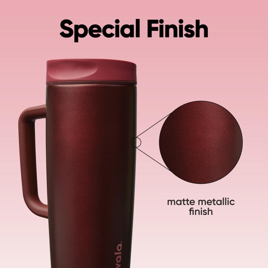 Owala SmoothSip Slider Travel Mug - 24 oz Stainless Steel, Leak Proof, Insulated for Hot & Cold Drinks - Black Cherry