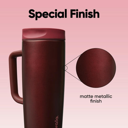 Owala SmoothSip Slider Travel Mug - 24 oz Stainless Steel, Leak Proof, Insulated for Hot & Cold Drinks - Black Cherry
