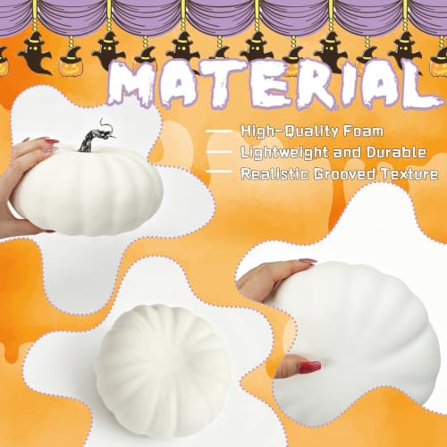 Large White Foam Pumpkins for Fall Decor Halloween Thanksgiving 7.9 Inch