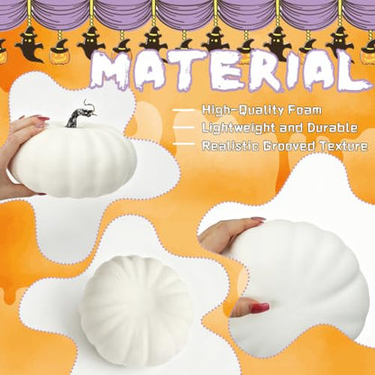 Large White Foam Pumpkins for Fall Decor Halloween Thanksgiving 7.9 Inch