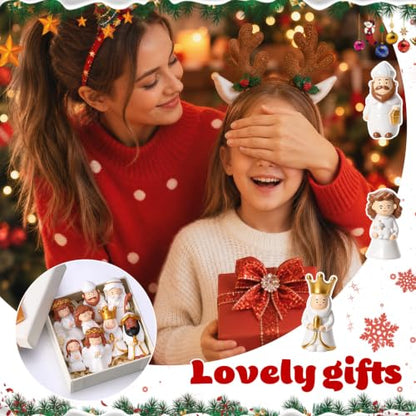 Mini Resin Nativity Scene Figurines Set - 25 Pieces Christmas Decor