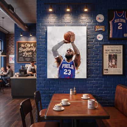 LeBron James Basketball Canvas Wall Art - 8x10 Inch Sports Poster - PHI Variation
