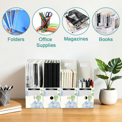 Pack of 3 Blue Hydrangea Floral Magazine File Holders for Office & Dorm