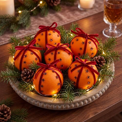 6 Pcs Clove Orange Pomanders for Holiday Decor - Christmas Vase Fillers