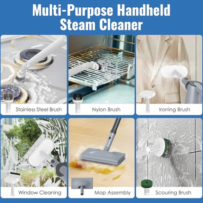 FEPPO Gray Steam Mop & Detachable Handheld Steam Cleaner for Home & Floor Cleaning