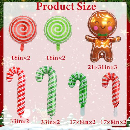 Christmas Balloons Set with Gingerbread Man & Candy Cane - Brown Variation