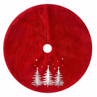 Allwind 36 Inch Red Christmas Tree Skirt Faux Fur Holiday Decor for 4-6Ft Tree