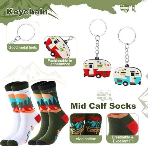 Patelai Classic Camping Gift Set for Couples - Stainless Steel Tumblers, Socks & Keychains