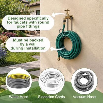 Heavy Duty Garden Hose Holder Water Holder for Outside - Black - 2 Pcs