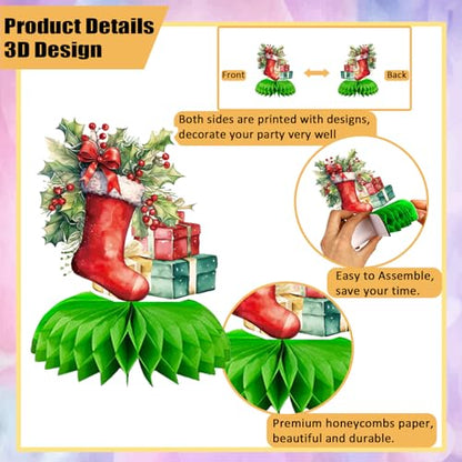 Christmas Honeycomb Centerpieces with Santa Claus for Holiday Table Decor