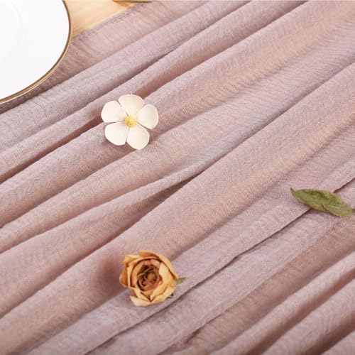 Linen Grey 13.3ft Cheesecloth Table Runner 35x157 Inches Boho Rustic Decor