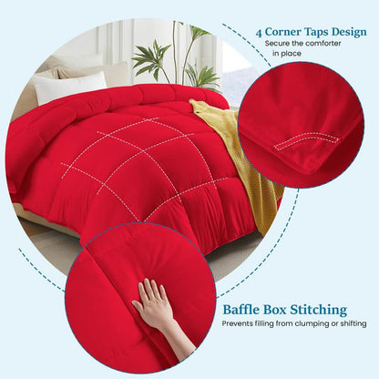 Queen Comforter 100% Egyptian Cotton 400 Series 300 GSM All Season Ultra Soft Red