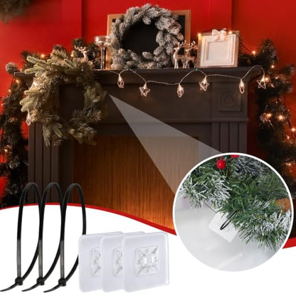 12 Pcs Black Christmas Garland Hangers with Transparent Zip Tie Mounts