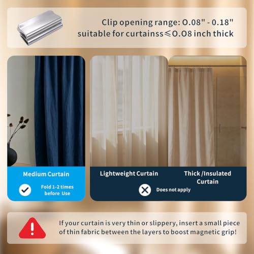8 Pairs Magnetic Curtain Clips No-Drill Window Magnet Closure - Neutral Color