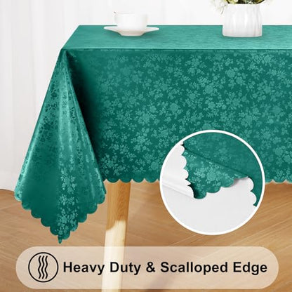 Heavy Duty Waterproof Vinyl Tablecloth 60 x 84 Inch - Christmas Green, Rectangular