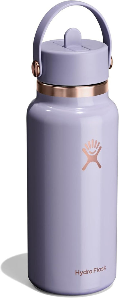 Hydro Flask Water Bottle - Insulated Stainless Steel with Wide Mouth Flex Straw Lid | 32 Oz Vapor Rose Gold