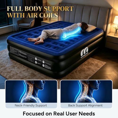 Full Size Air Mattress with Built-in Pump - 18 Inch Raised Inflatable Bed - Twin