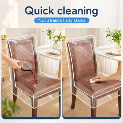 4-Pack Clear Plastic Dining Chair Covers Waterproof Seat Protectors