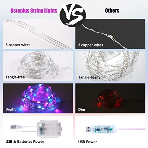 Multicolor Battery Operated Fairy Lights with Remote - 16.4ft String, 10 Colors, 12 Modes