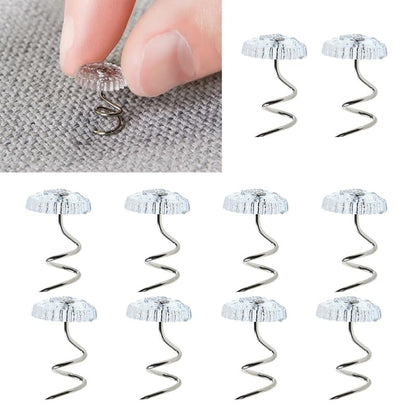 Upholstery Twist Pins 20 Pack - Clear Spiral Bedskirt Fasteners