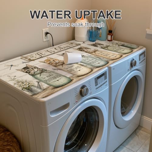 Laundry Room Rug - Cats & Rustic Jars Design, 47 x 20 Polyester, Variation HC-HD26466