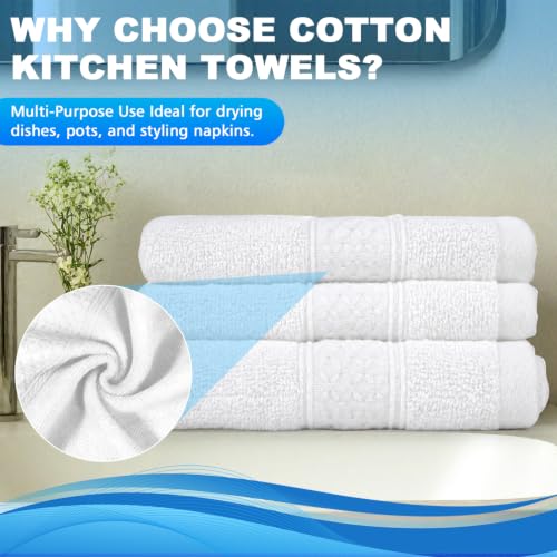 White Cotton Washcloths Set - 3-Pack, 13x13 & 13x28 Inches, Soft & Absorbent