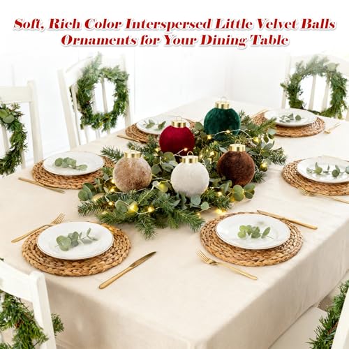 Christmas Velvet Ornaments Set with Bows - 30 Pieces Holiday Decorations