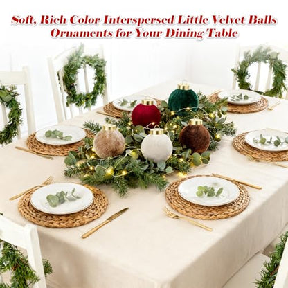 Christmas Velvet Ornaments Set with Bows - 30 Pieces Holiday Decorations