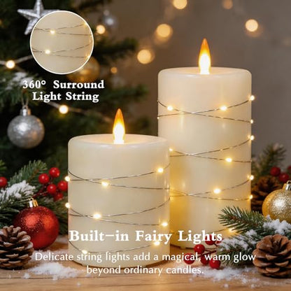 Rechargeable LED Flameless Candles with Remote Timer - White, 3 Pack