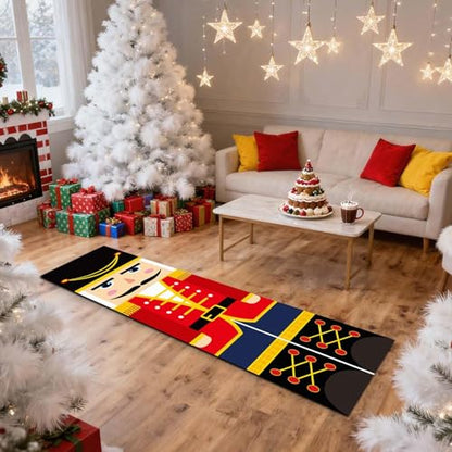Christmas Long Strip Carpet Nutcracker Design 9.8x2Ft Non-Slip Indoor Rug