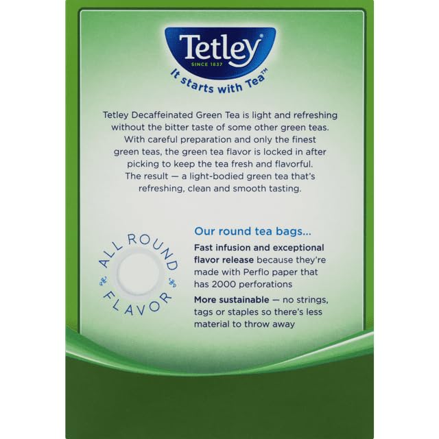 Tetley Green Tea, Decaffeinated ‑ 72 bags, 4.57oz box (pack of 2)