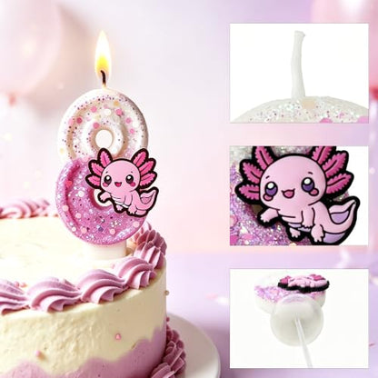 Axolotl Birthday Number Candles - Cake Topper Party Decor - Number 7