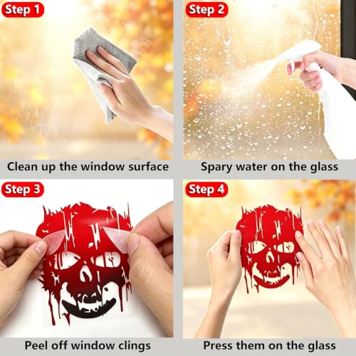 Red Halloween Window Cling Stickers - 9 Sheets Spooky Party Decorations