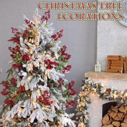 12 Pcs Christmas Artificial Red Berry Stems - Holly Berry Branches, 18 Inches - Variation of Red Berry