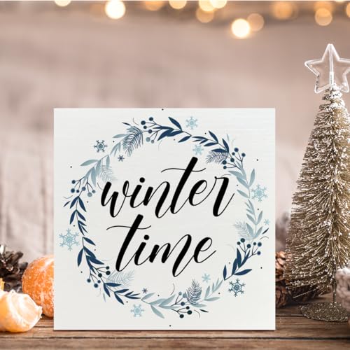 Wooden Snowflake Sign for Christmas Home Decor - Winter Table Display