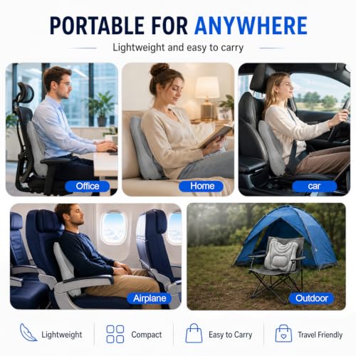 Inflatable Lumbar Support Pillow with One-Press Pump for Office Car Travel