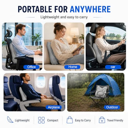 Inflatable Lumbar Support Pillow with One-Press Pump for Office Car Travel