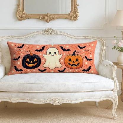 Halloween Ghost and Jack-o'-Lantern Body Pillowcase 20x54 Inch - Orange