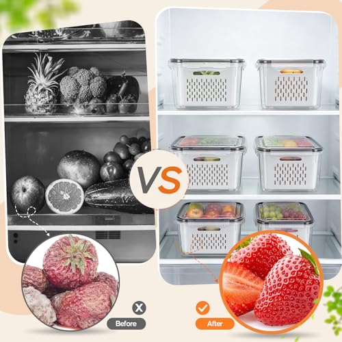 Clear Fruit Storage Containers for Fridge - 3 Pack with Airtight Seal