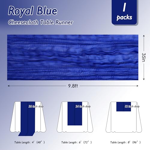 Royal Blue Cheesecloth Table Runner 120 Inch - Boho Wedding Decor, Set of 12