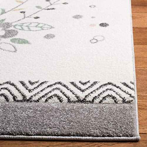 SAFAVIEH Carousel Kids Collection 3' Round Ivory/Pink CRK187A Parisian Floral Cat Non-Shedding Playroom Nursery Bedroom Area Rug