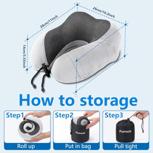 Travel Neck Pillow for Airplanes - Adjustable U-Shaped Support Cushion, Gray