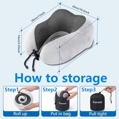 Travel Neck Pillow for Airplanes - Adjustable U-Shaped Support Cushion, Gray
