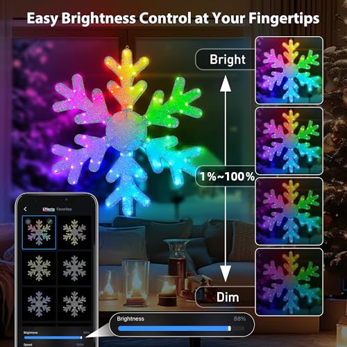 36 Inch Outdoor Smart Snowflake Christmas Lights App Control IP44 Waterproof