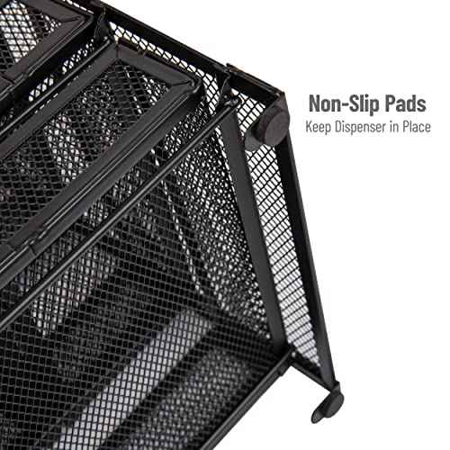 Mind Reader Tea Bag Organizer, Tea Station Organizer, Countertop Storage, Kitchen, Metal Mesh, 7" L x 6.75" W x 10" H, Black