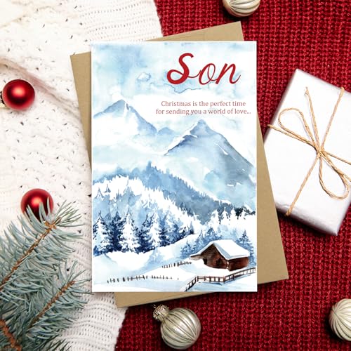 Christmas Card for Son Heartfelt Holiday Greeting from Dad Mom - Variation 305